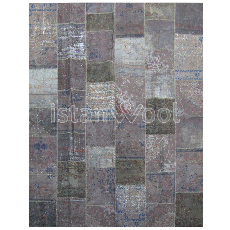 Alfombra Patchwork de Lana, Hecha a Mano, Gruesa, Multicolor. Colección Kadikoy.