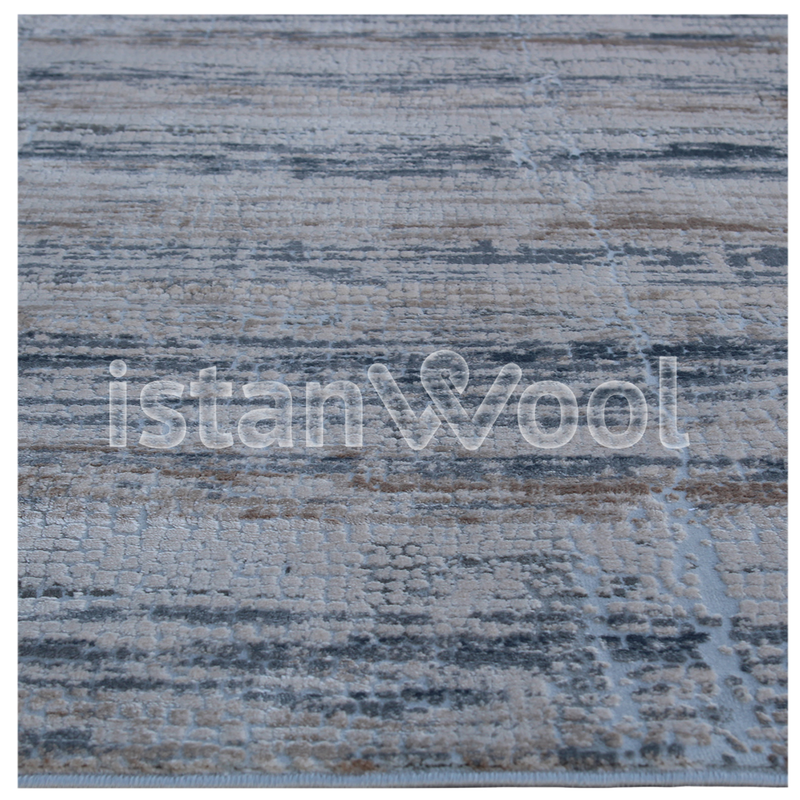 Alfombra Moderna de Pasillo, Gruesa, Pelo con Relieve, Gris con Café. Colección Atakoy